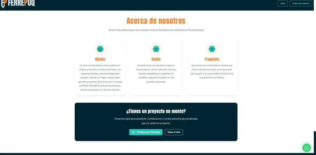 Sitio Web para Ferrepuq — captura 3 de 3